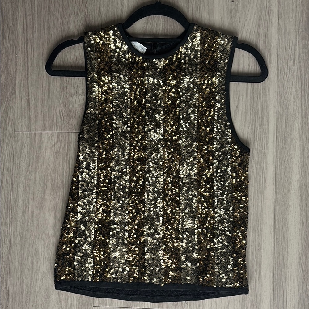 Sequin Sleeveless Top - Gold and Black